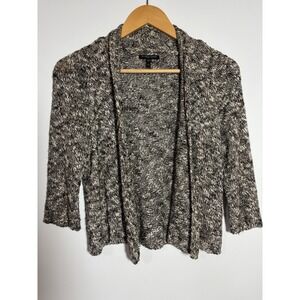 Eileen Fisher Womens PS Marled Brown Open Front Cardigan‎ Sweater Linen Blend